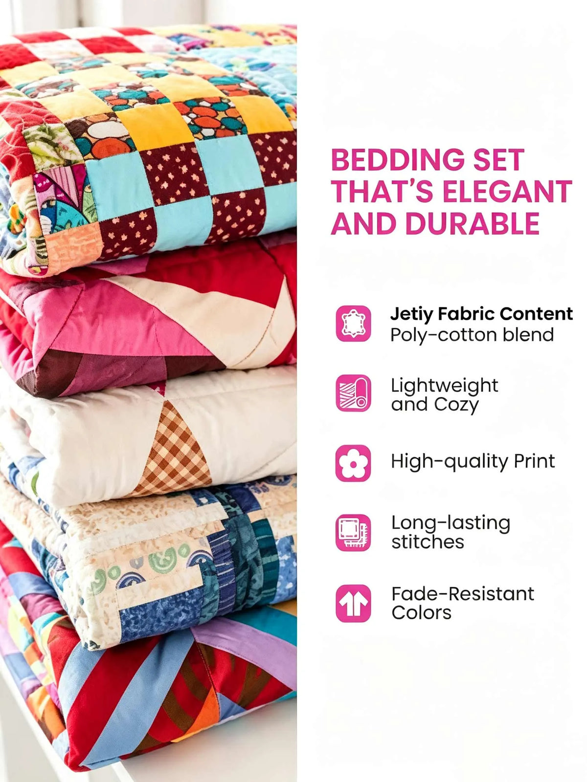Hanukkah Menorah Dreidel Patchwork 3‐Piece Quilted Bedding Set