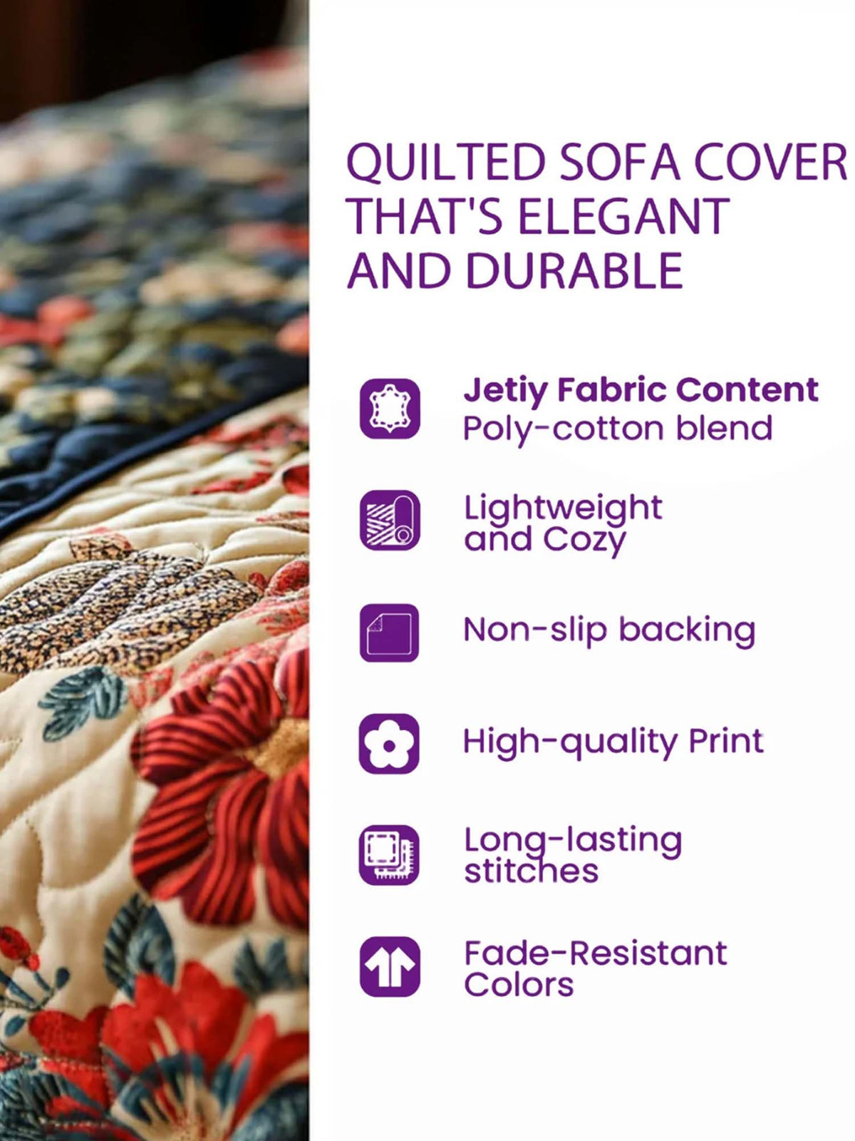 Colorful Cat Quilted Sofa Cover