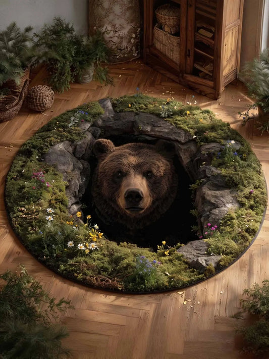 Forest Bear Quilted Round Mat