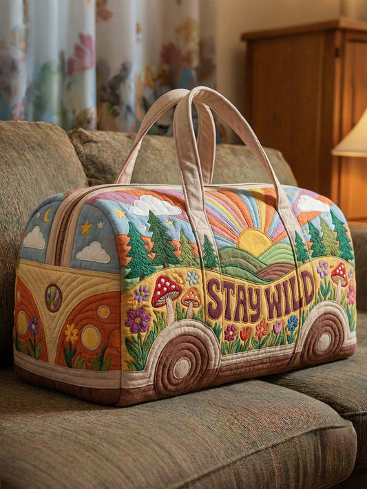 Hippie STAY WILD Quilted Duffle Bag