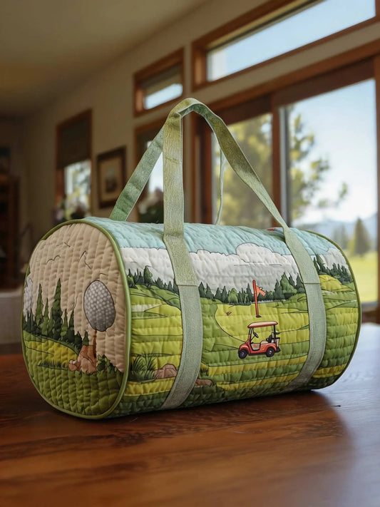Quilted Cartoon Golf Course Duffle Bag