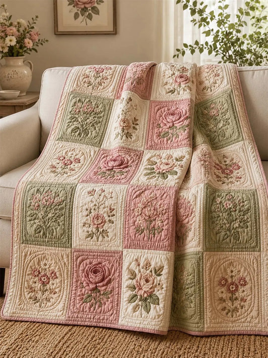 Cottagecore Floral Quilted Blanket