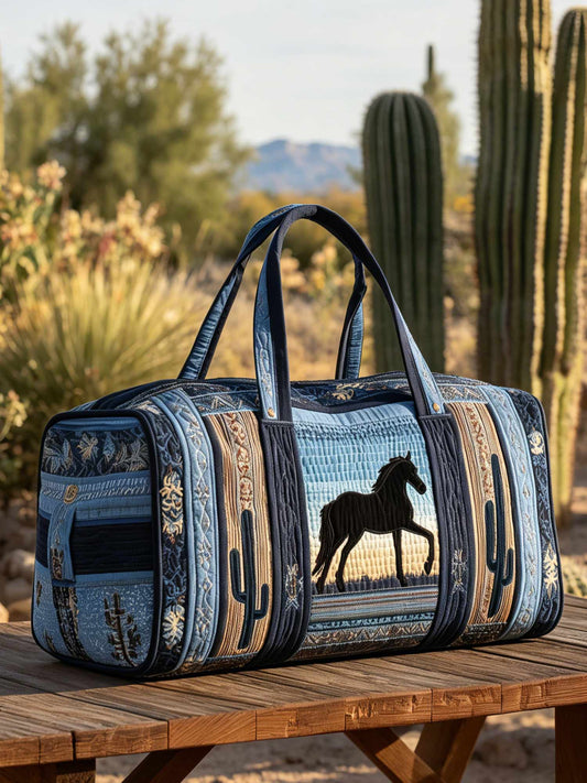 Galloping Western Steed Quilted Duffle Bag