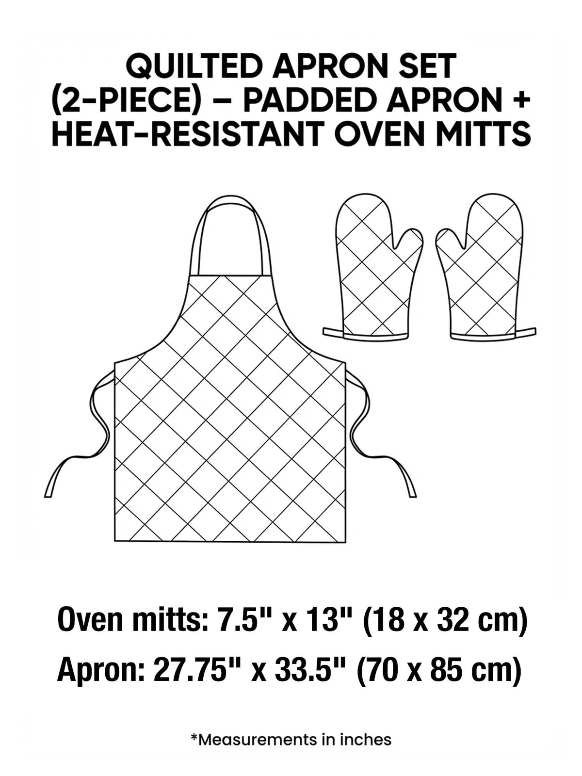 Sheep Baking Quilted Apron Set (2-Piece) – Padded Apron + Heat-Resistant Oven Mitts