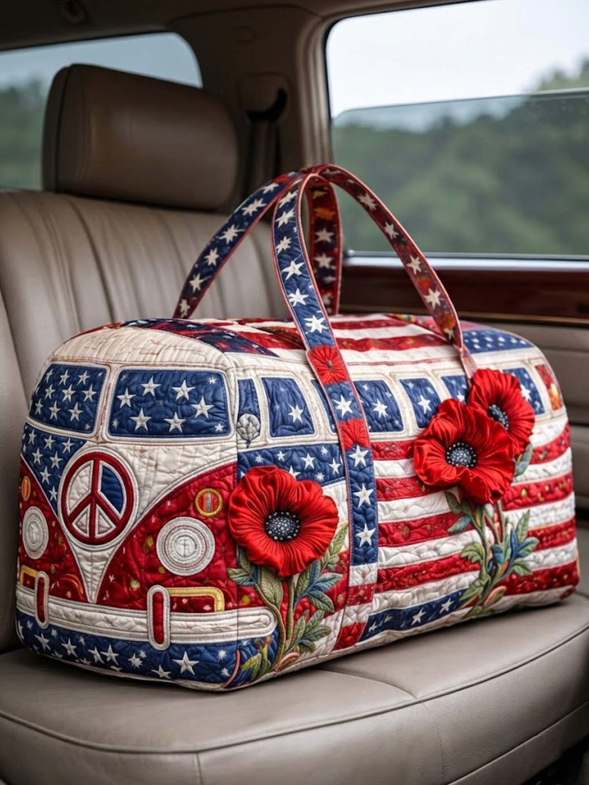 Patriot Hippie Van Quilted Duffle Bag