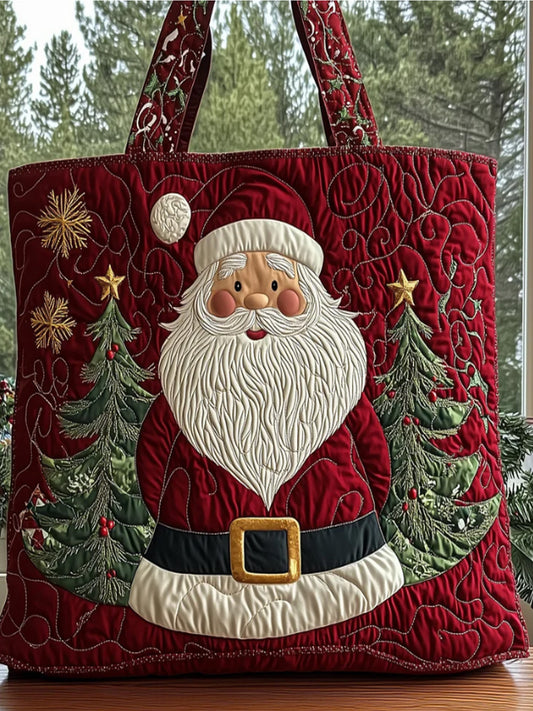 Christmas   Santa Claus   Print  Quilted Tote Bag