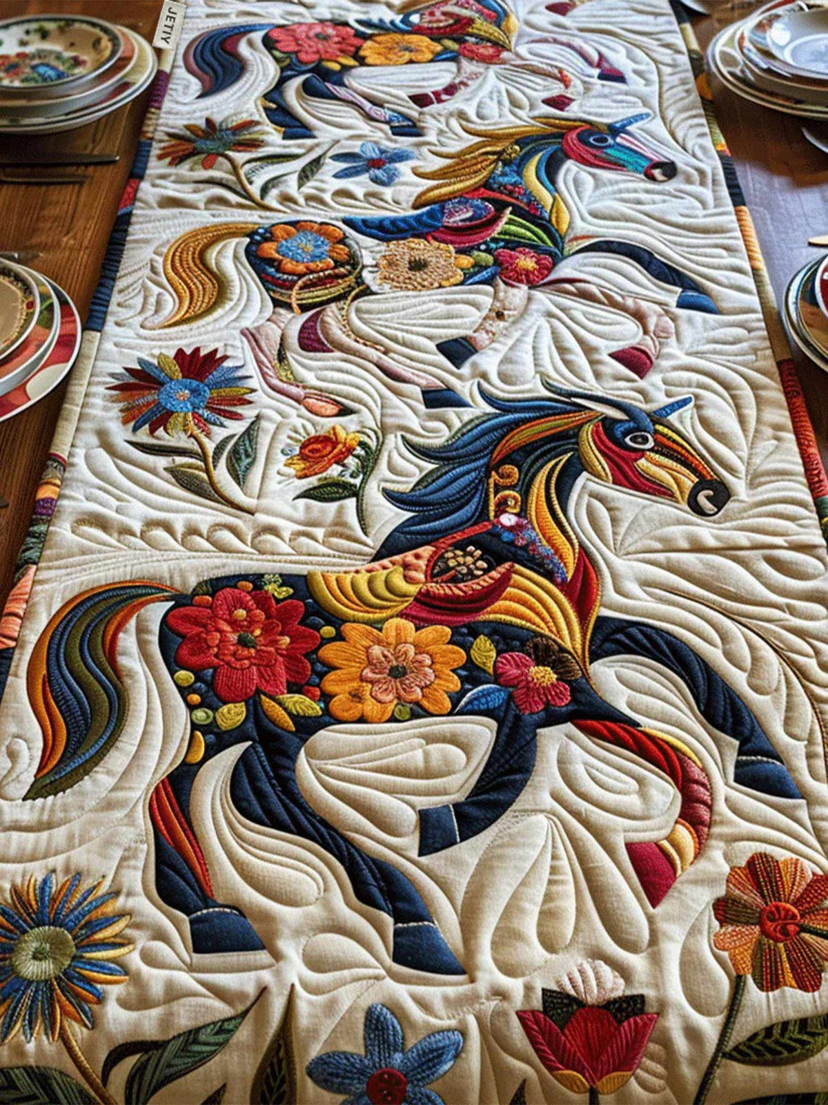 Dynamic Horse Quilted Table Runner