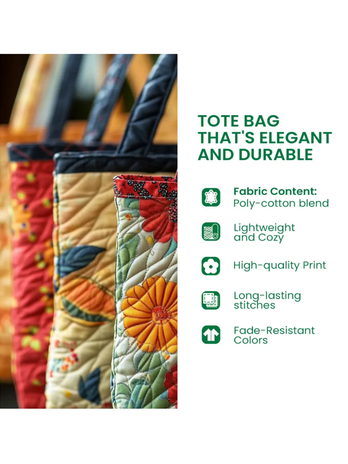 Funky Chicken Quilted Tote Bag Style B