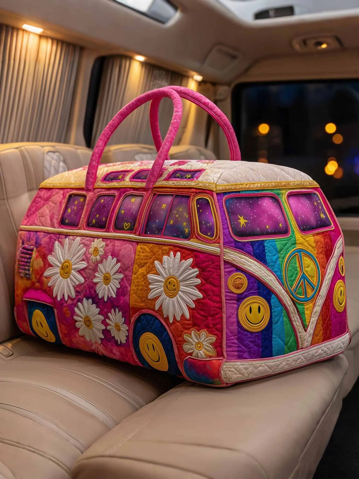 Hippie Van  Quilted Duffle Bag