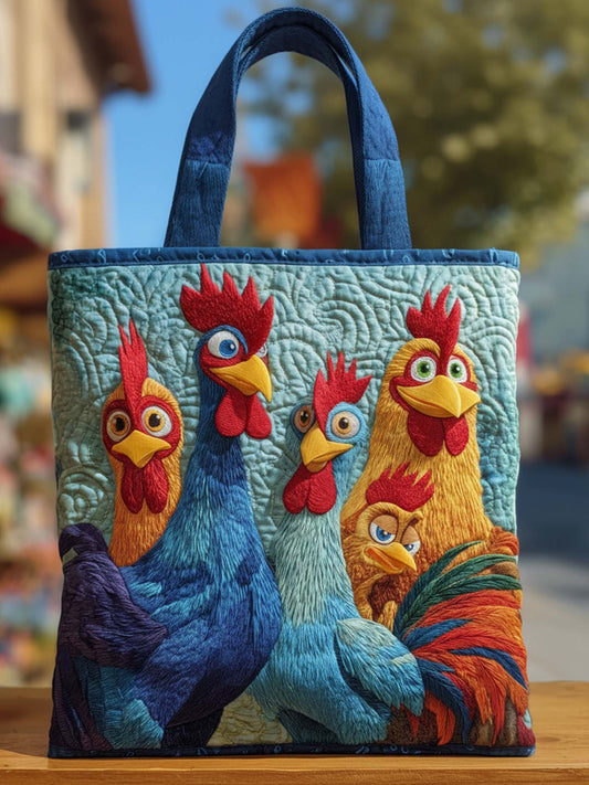 Funky Chicken Quilted Tote Bag Style D