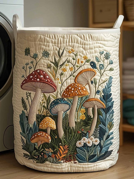Mushroom Forest Quilted Laundry Basket