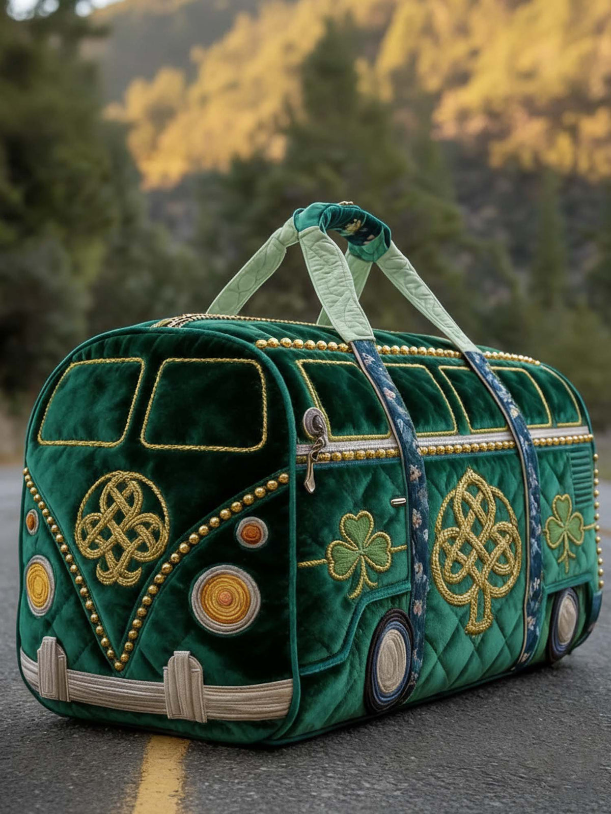 Shamrocks And Celtic Knots Quilted Duffle Bag