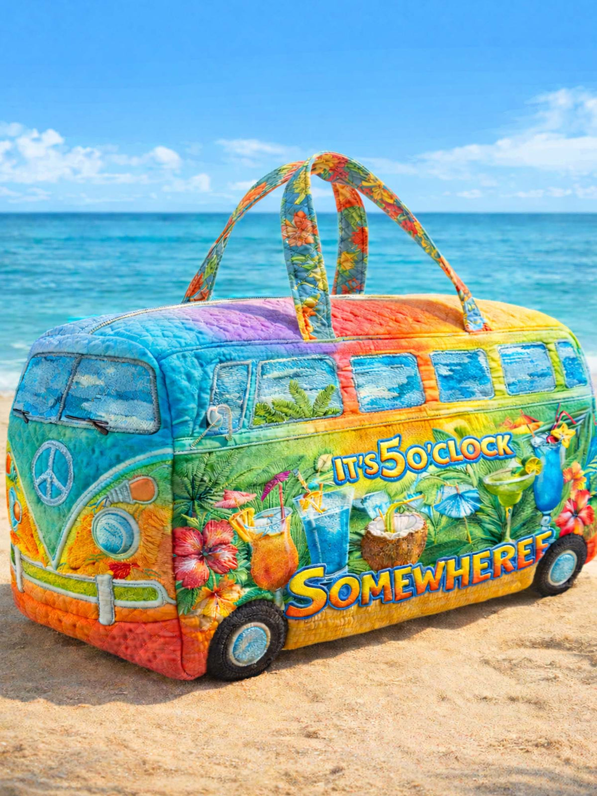 Beachside Van It'S 5 O'Clock Somewhere Quilted Duffle Bag