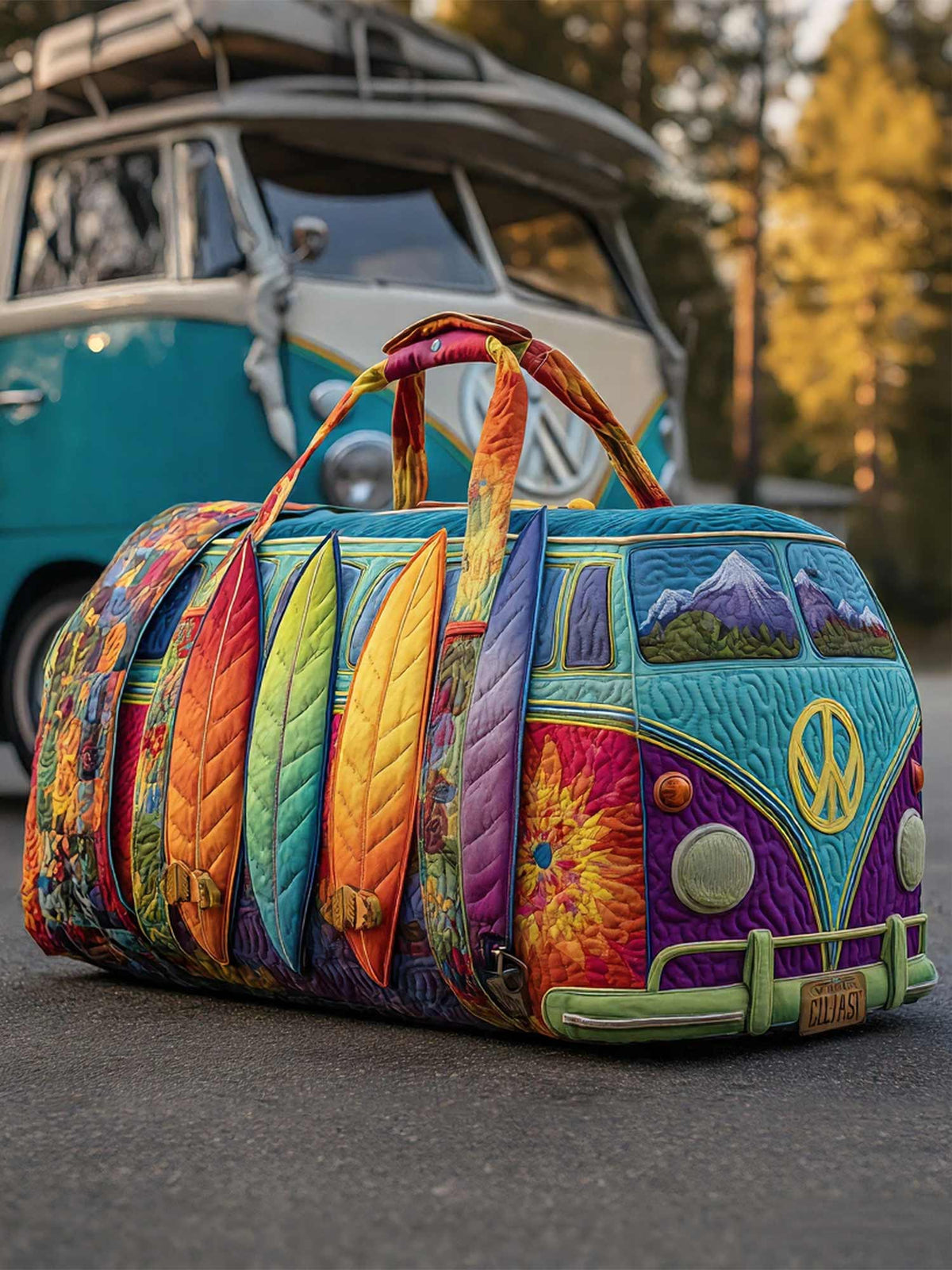 Hippie Van Quilted Duffle Bag
