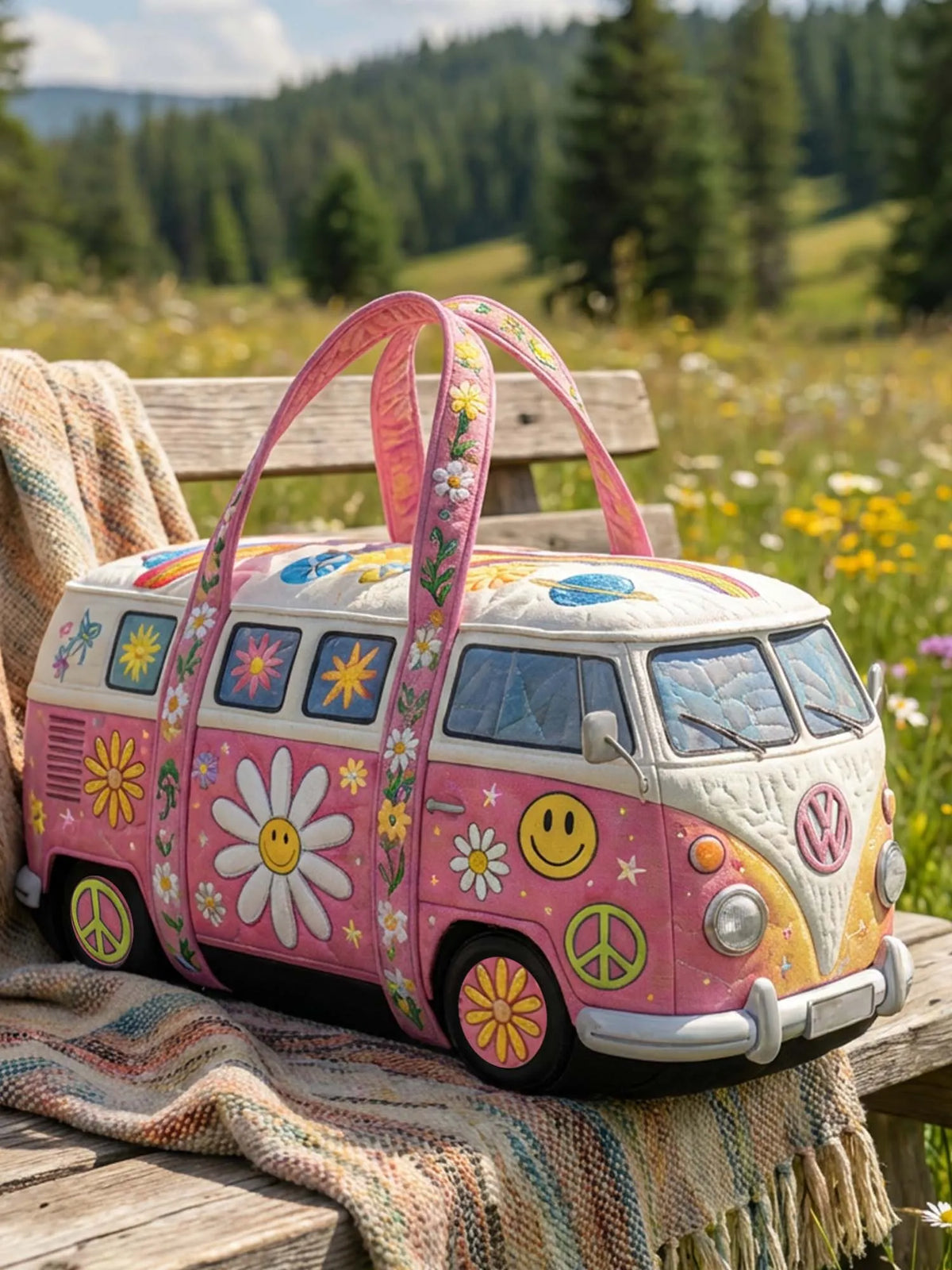 Hippie Peace Quilted Duffle Bag