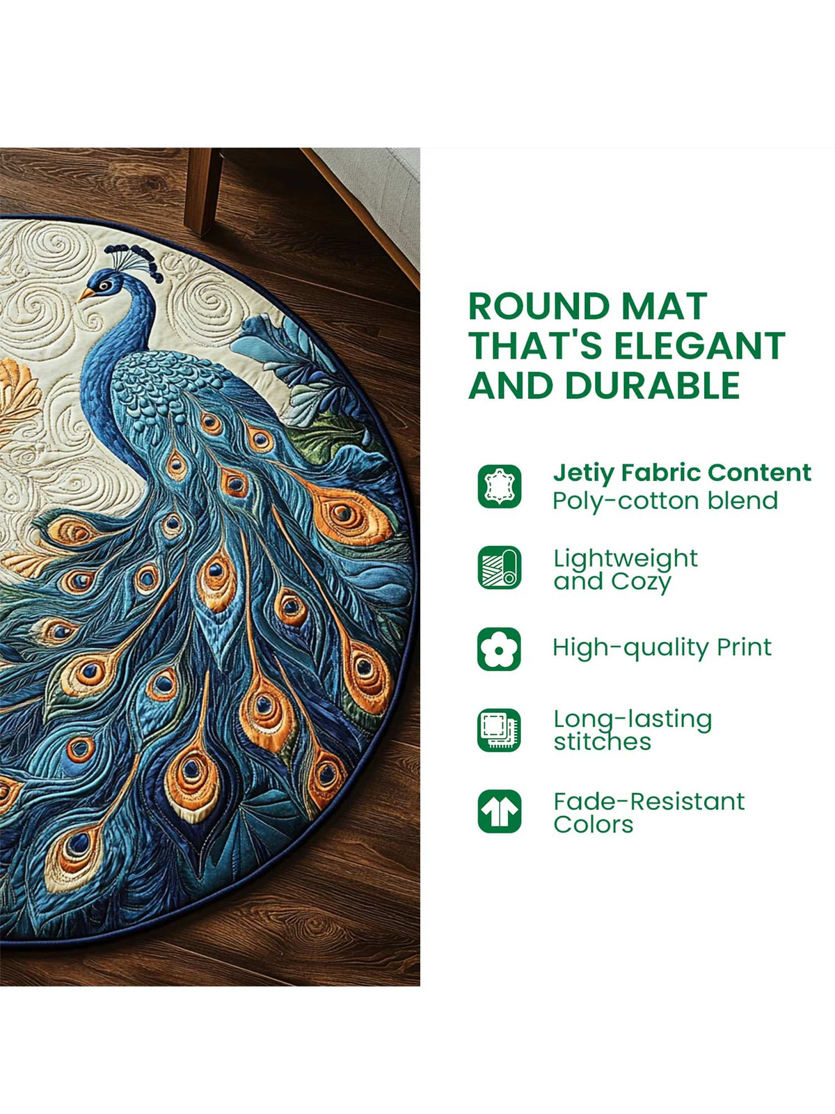 Bear Quilted Christmas Round Mat